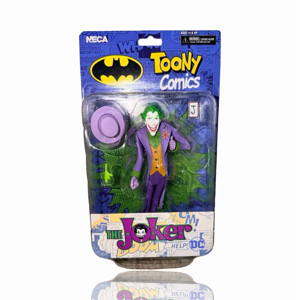 NECA DC Toony Comics The Joker Action Figure Hat Accessory Carded Backdrop
